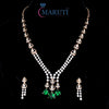 Green Gemstone & Diamond Triangle Drop Necklace