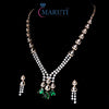 Green Gemstone & Diamond Triangle Drop Necklace