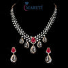 Ruby and Diamond Leaf Motif Necklace