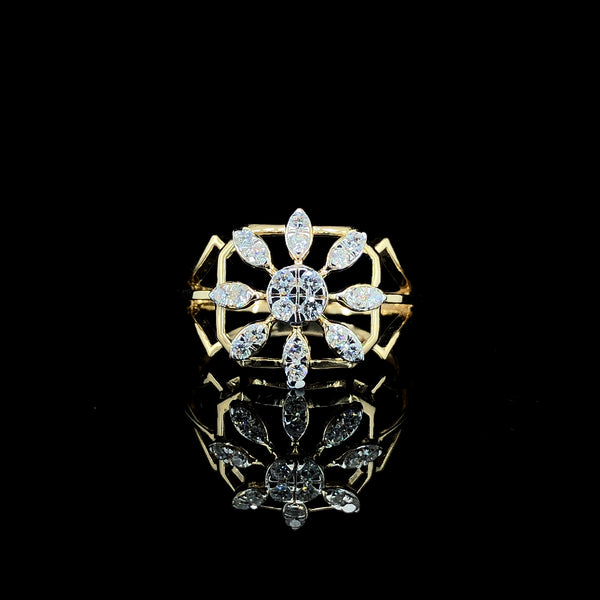 Yellow Gold Diamond Flower Ring