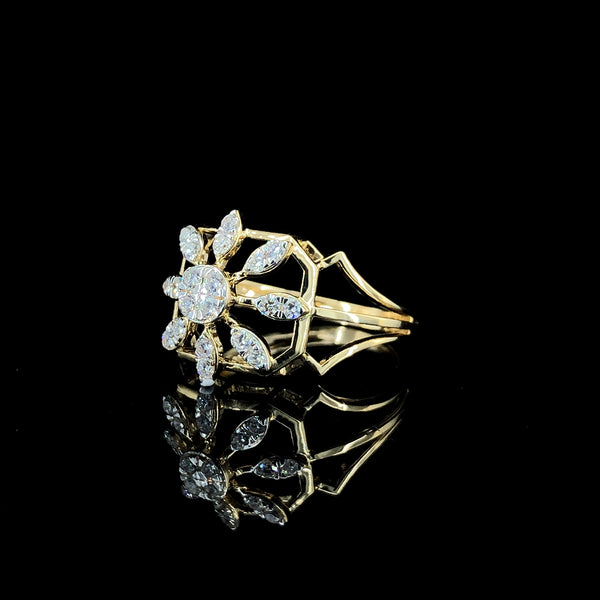 Yellow Gold Diamond Flower Ring