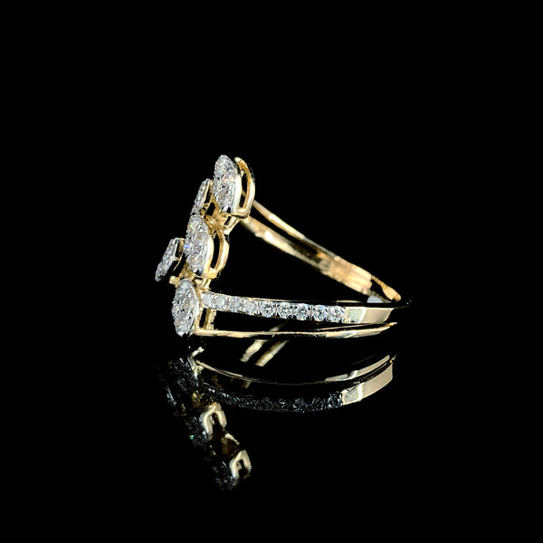 Golden Vine Diamond Leaf Ring