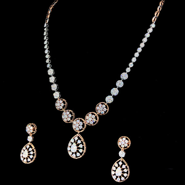 Floral Cluster & Pear Drop Diamond Necklace Set
