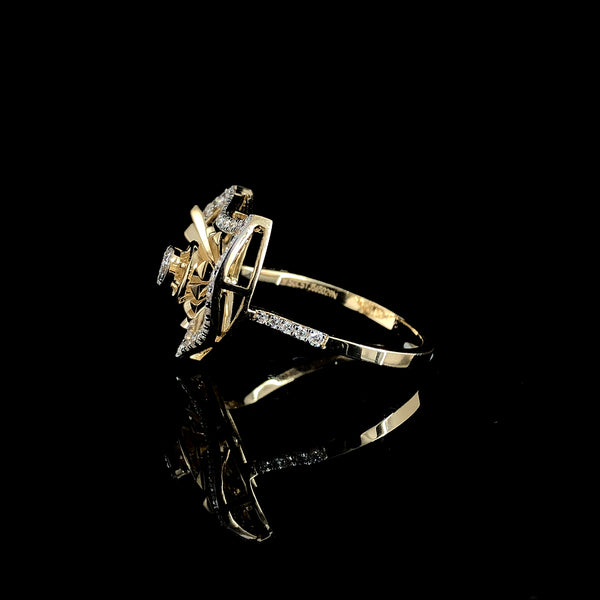 Shield-Shaped Diamond Sunburst Ring
