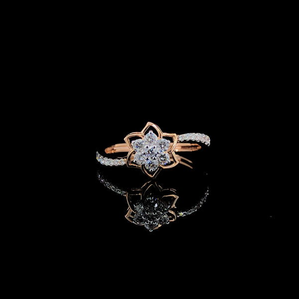 Rose Gold Diamond Flower Ring
