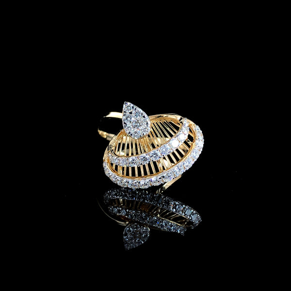 Tiered Diamond Cocktail Ring with Pear Top