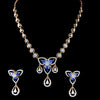Diamond and Blue Gemstone Floral Necklace Set