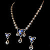 Diamond and Blue Gemstone Floral Necklace Set