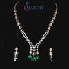 Green Gemstone & Diamond Triangle Drop Necklace