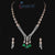 Green Gemstone & Diamond Triangle Drop Necklace