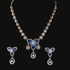Diamond and Blue Gemstone Floral Necklace Set