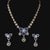 Diamond and Blue Gemstone Floral Necklace Set